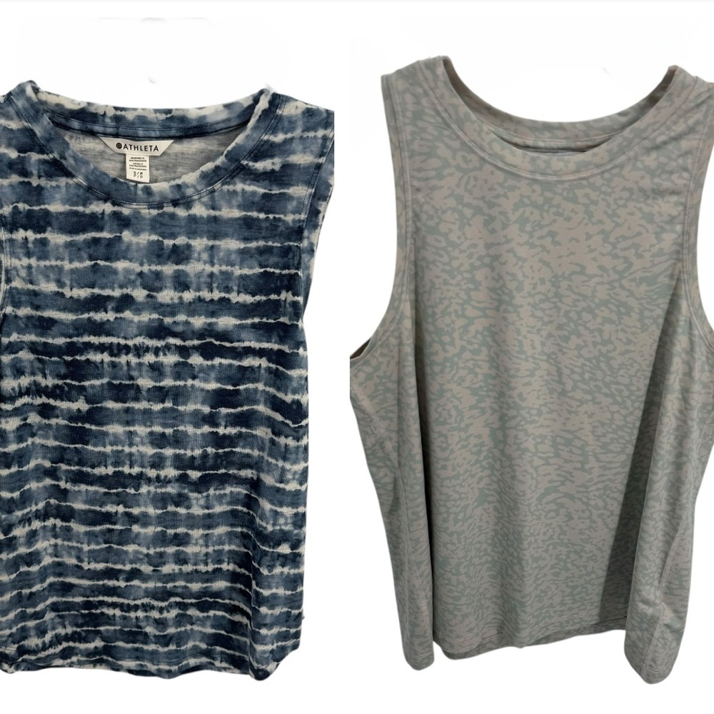 Athleta Lot Of 2 Tanks Women’s Size Small Tops Sleeveless Pullover Tie-dye